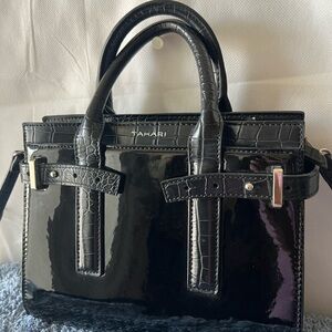Tahari Glossy Black Satchel